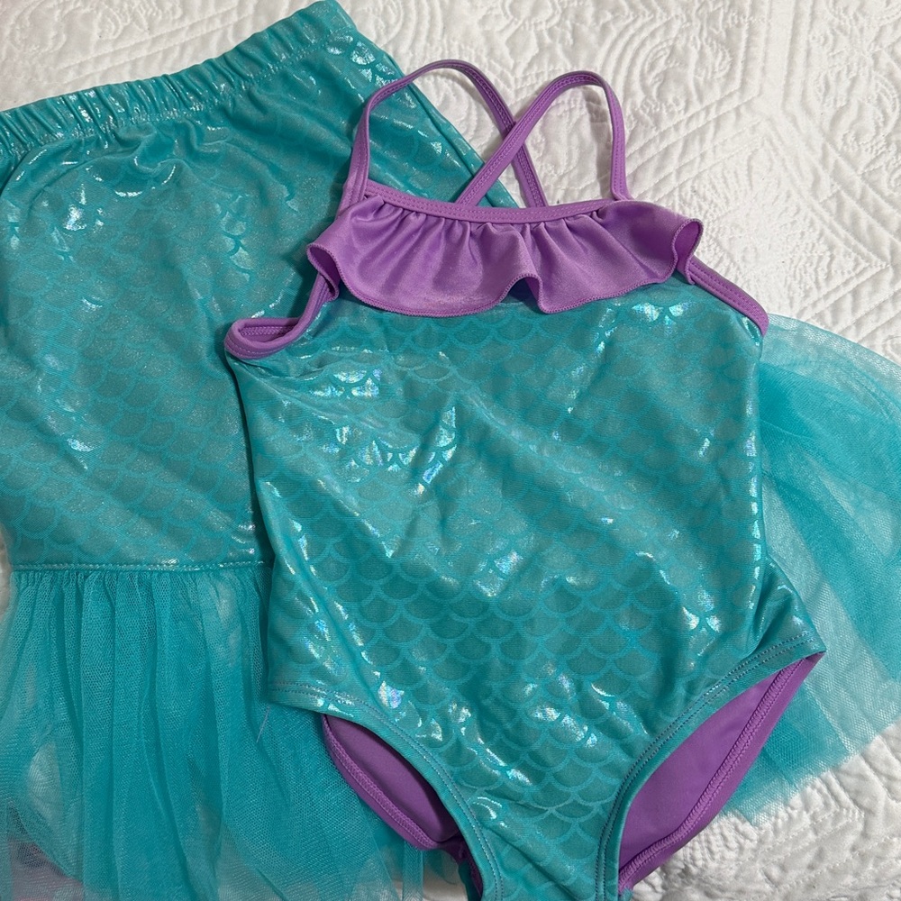 Toddler Girls Mermaid Bathing Suit and Skirt!